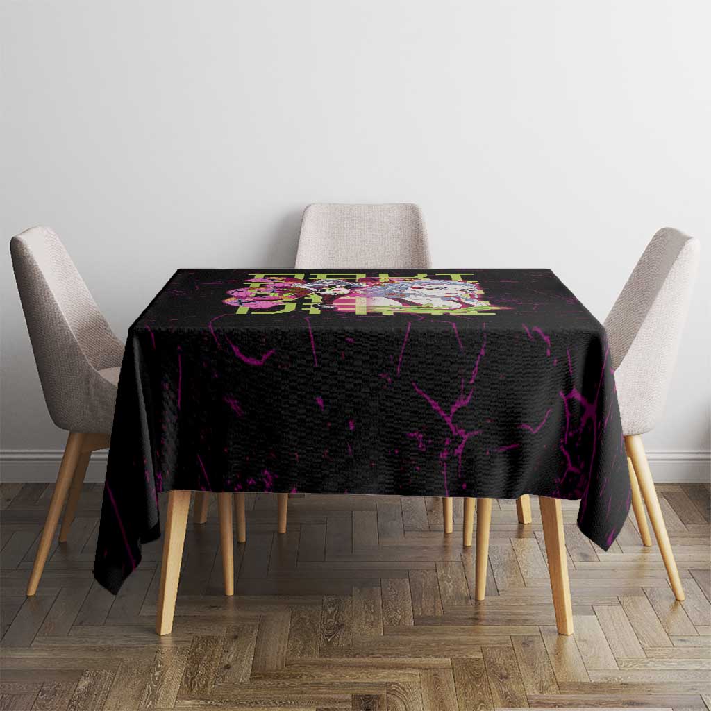 Daki Demon Slayer Theme Tablecloth with Obi Sash Design and Neon Pink Green Graphic Elements - The Mazicc