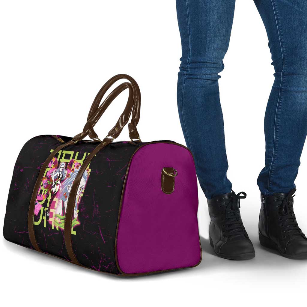 Daki Demon Slayer Theme Travel Bag with Obi Sash Design and Neon Pink Green Graphic Elements - The Mazicc