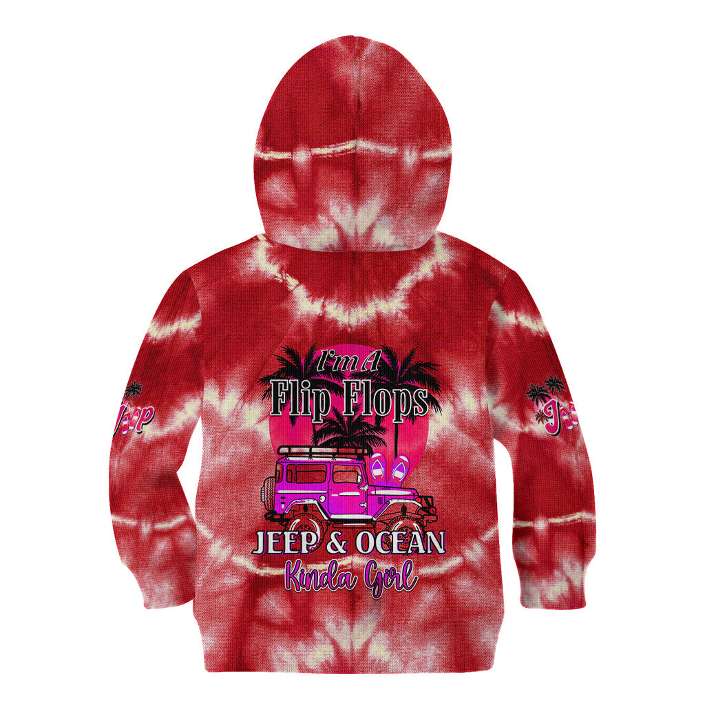 red-jeep-tie-dye-kid-hoodie-im-a-flip-flops-jeep-and-ocean-kinda-girl-ver02