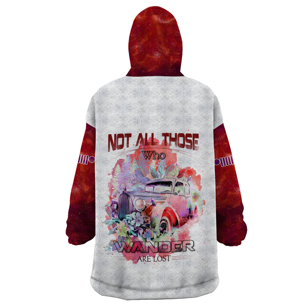 red-jeep-galaxy-wearable-blanket-hoodie-not-all-those-who-wander-are-lost