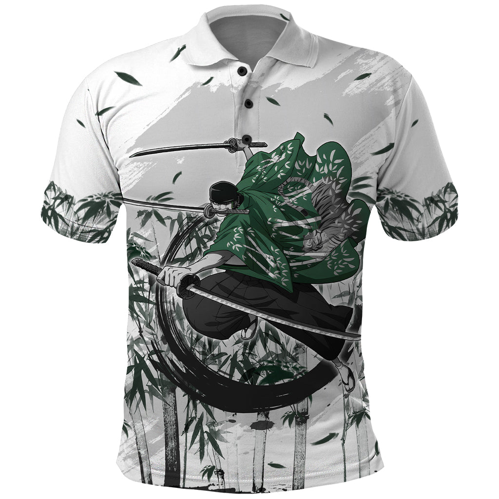 zoro-one-piece-polo-shirt-bamboo-sumi-e-style