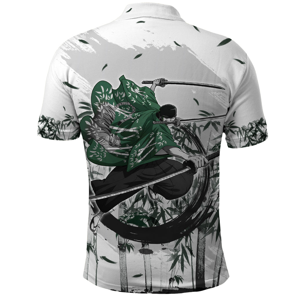 zoro-one-piece-polo-shirt-bamboo-sumi-e-style