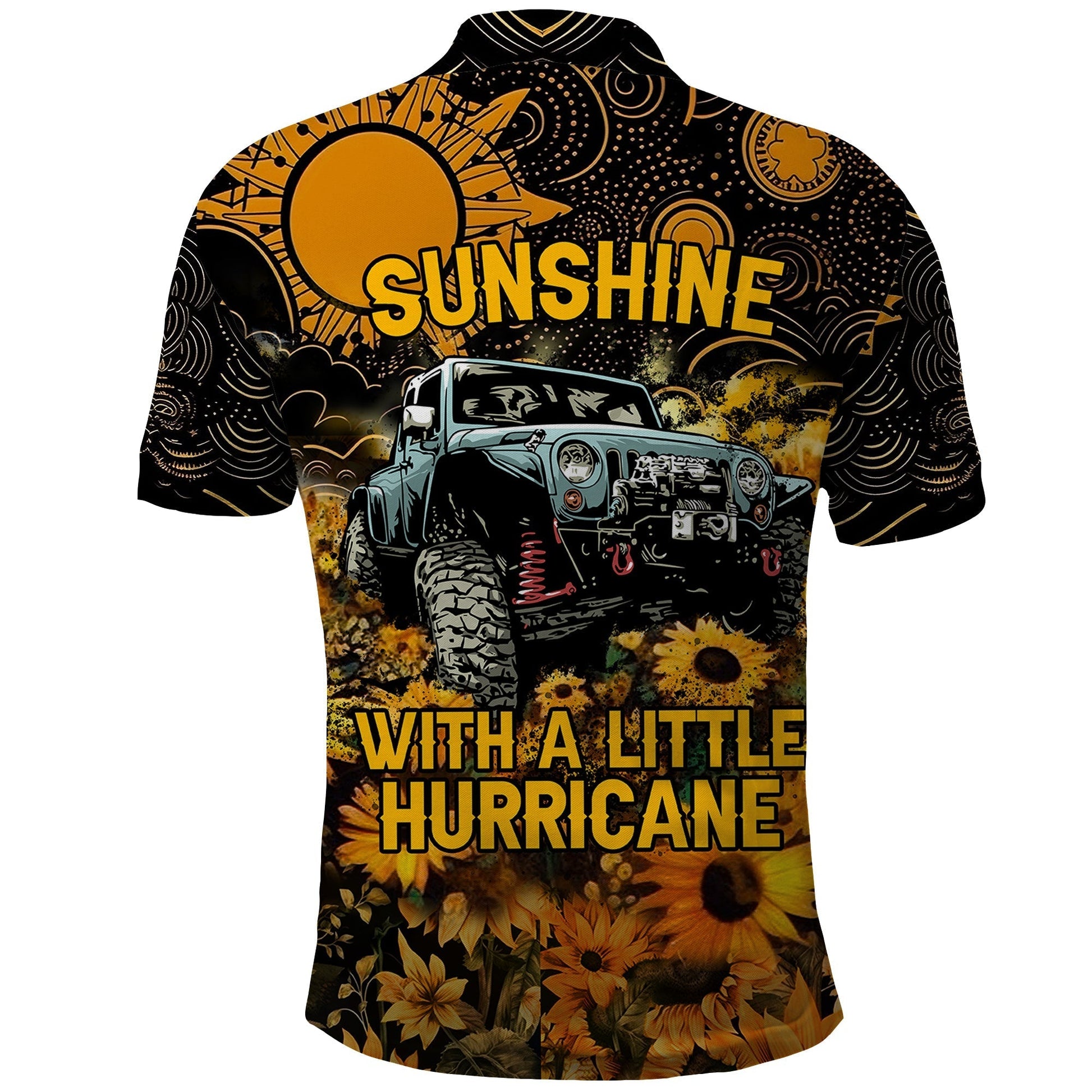 jeep-girl-sunflower-sunshine-with-a-little-hurricane-polo-shirt