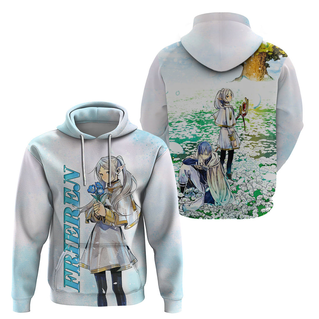 Frieren Anime Hoodie Flowers Field