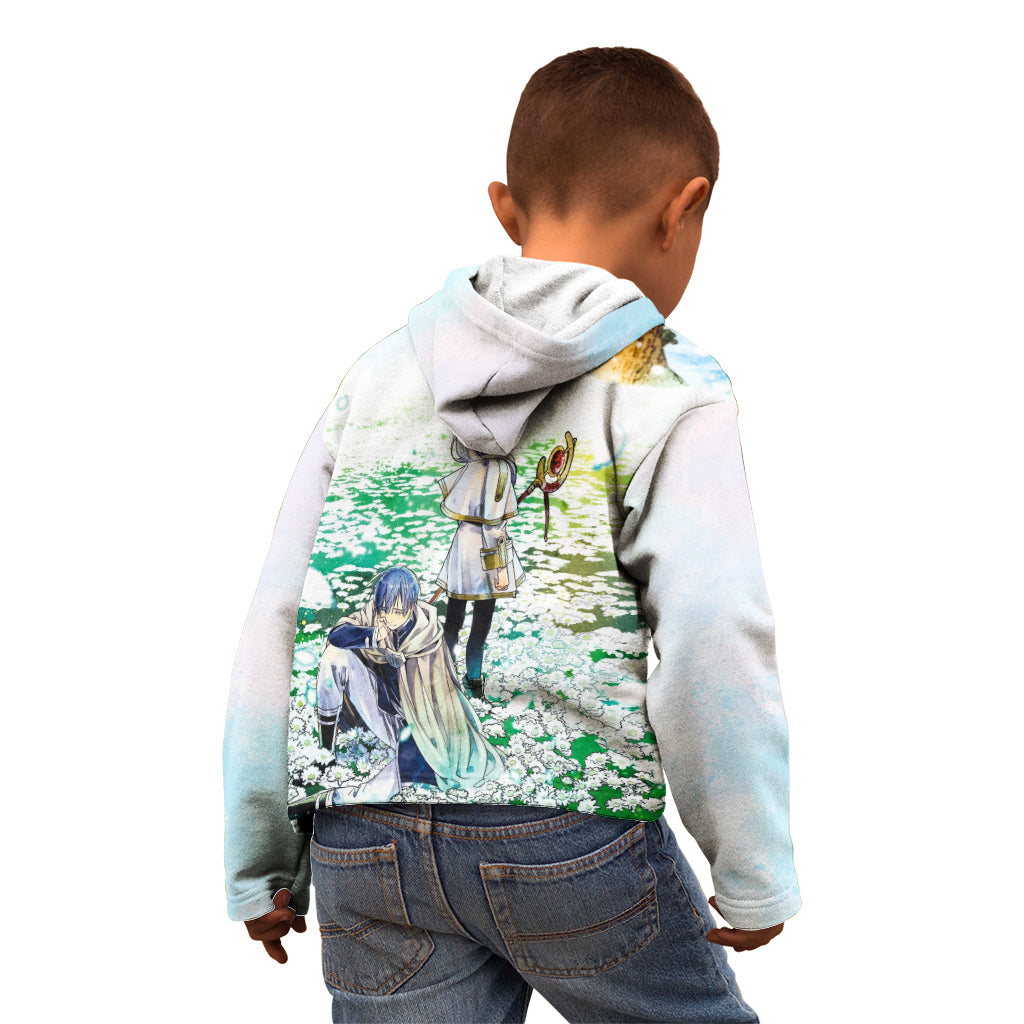 Frieren Anime Kid Hoodie Flowers Field