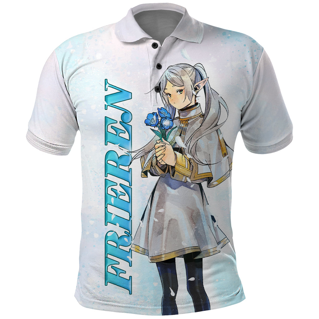 Frieren Anime Polo Shirt Flowers Field