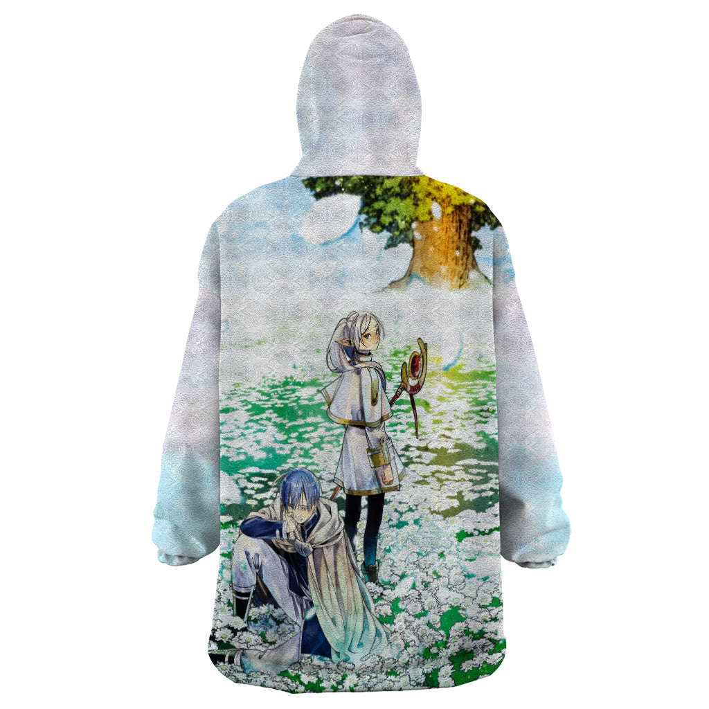 Frieren Anime Wearable Blanket Hoodie Flowers Field