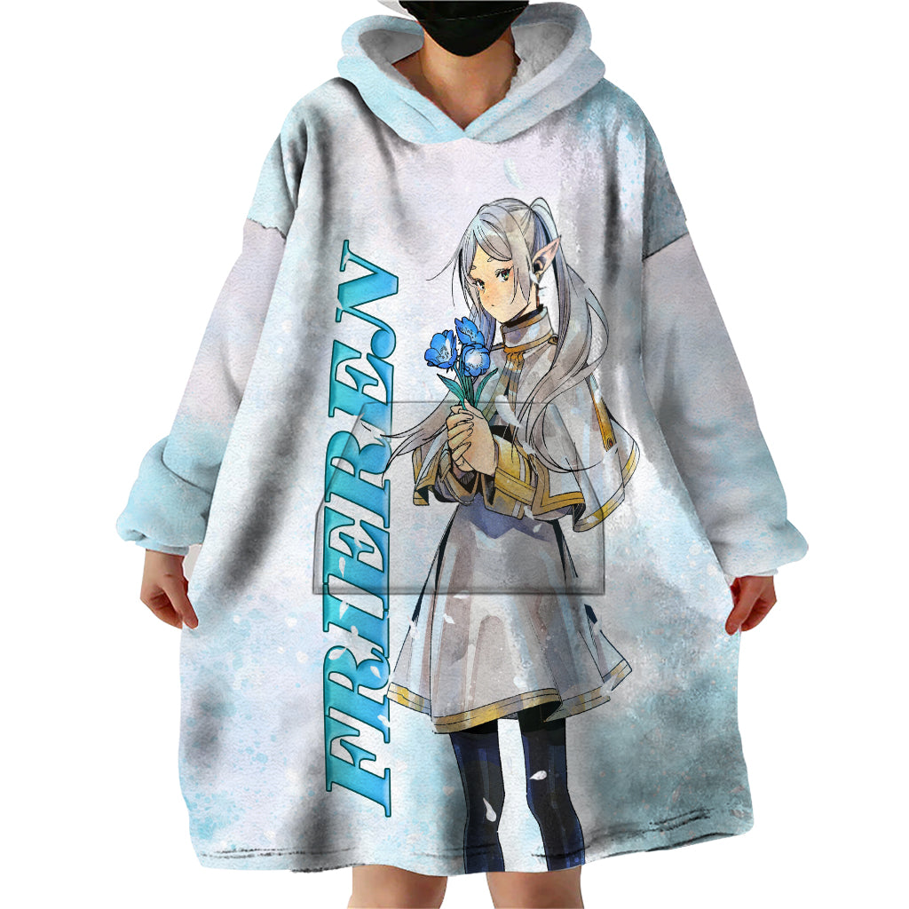 Frieren Anime Wearable Blanket Hoodie Flowers Field