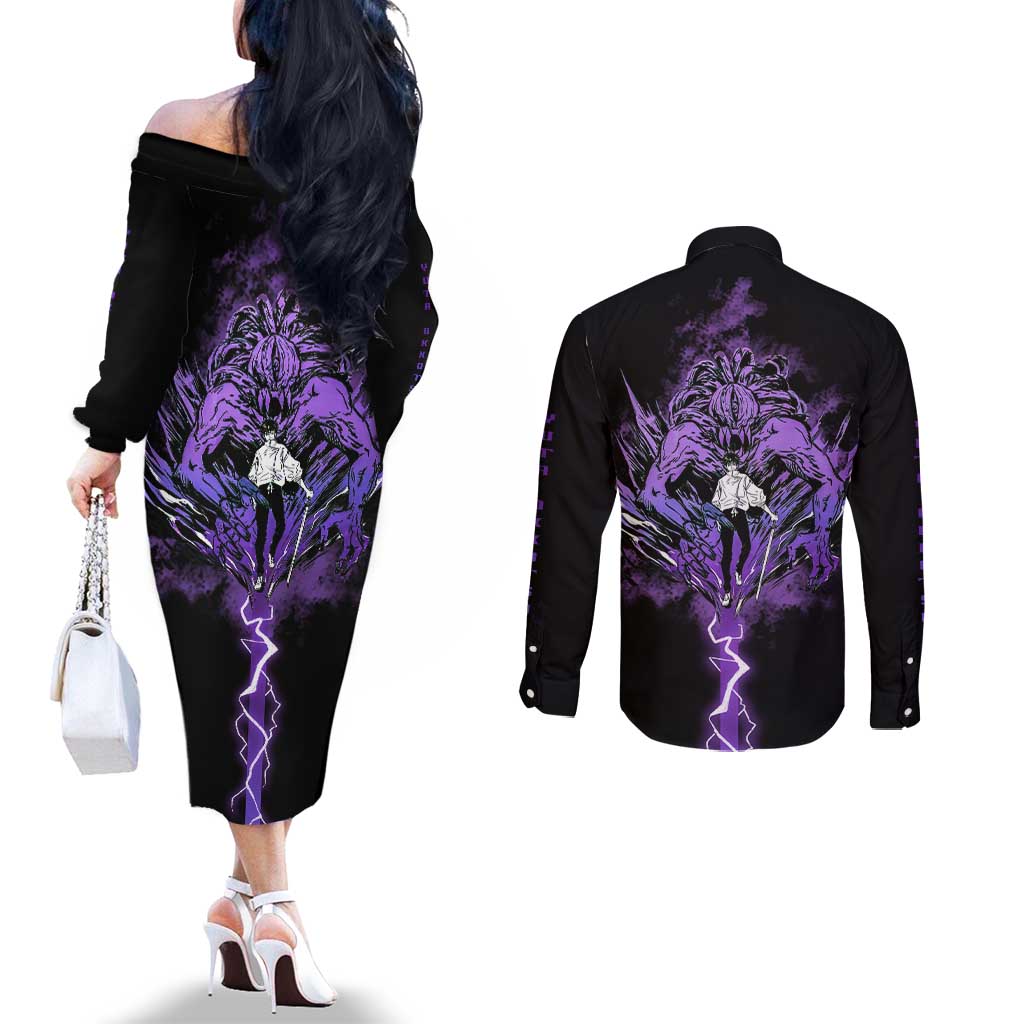Jujutsu Kaisen Anime Couples Matching Off The Shoulder Long Sleeve Dress and Long Sleeve Button Shirt Yuta Okkotsu & Rika TS07