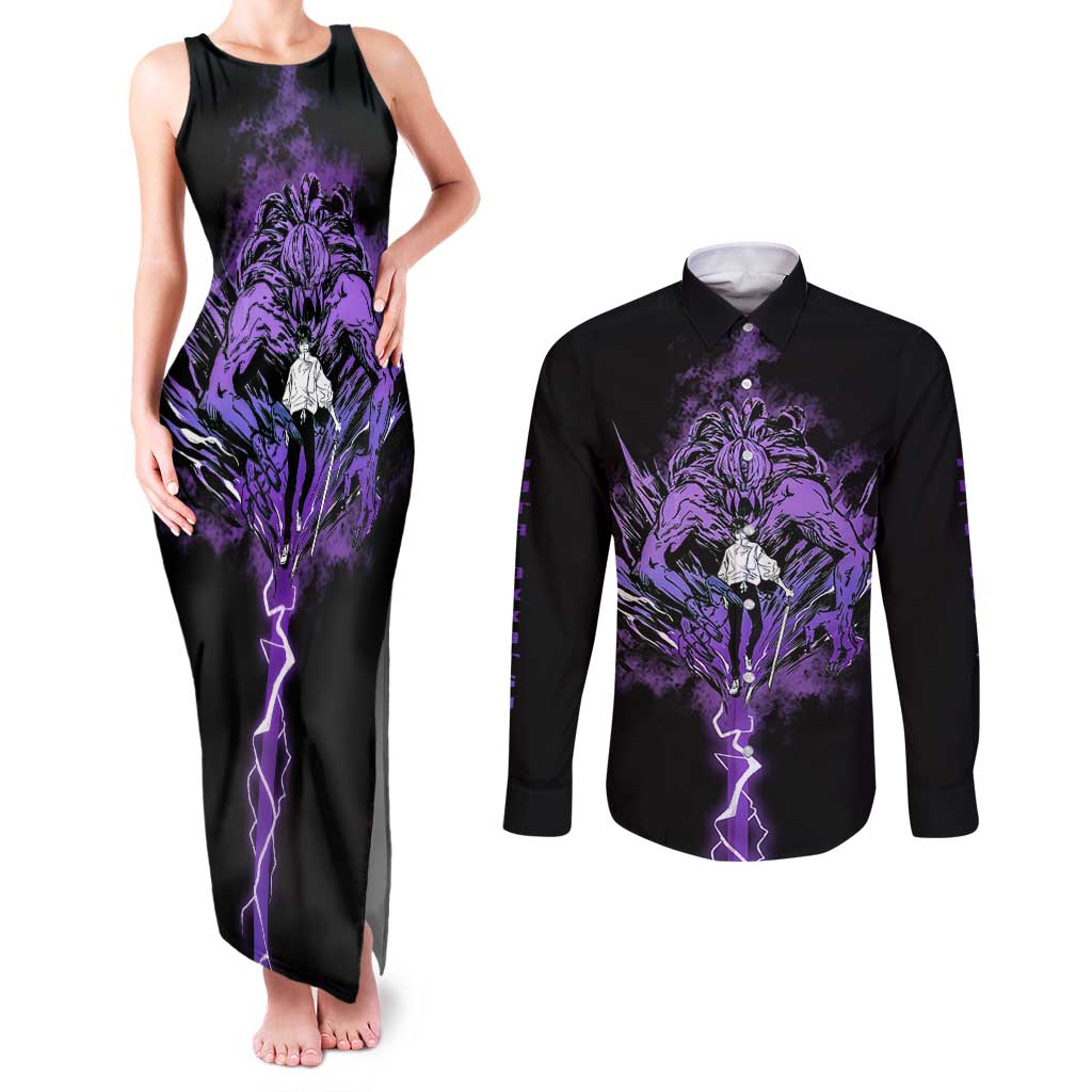Jujutsu Kaisen Anime Couples Matching Tank Maxi Dress and Long Sleeve Button Shirt Yuta Okkotsu & Rika TS07