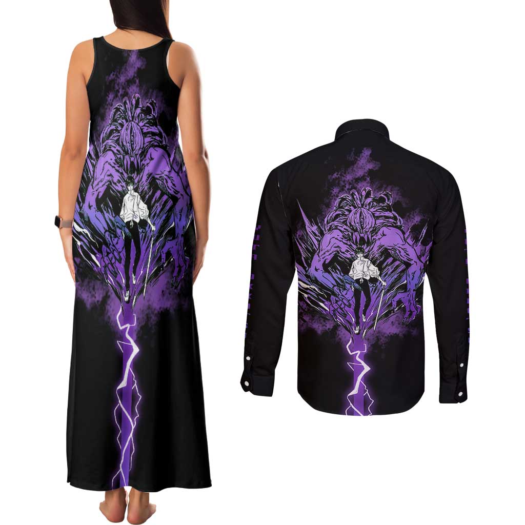 Jujutsu Kaisen Anime Couples Matching Tank Maxi Dress and Long Sleeve Button Shirt Yuta Okkotsu & Rika TS07