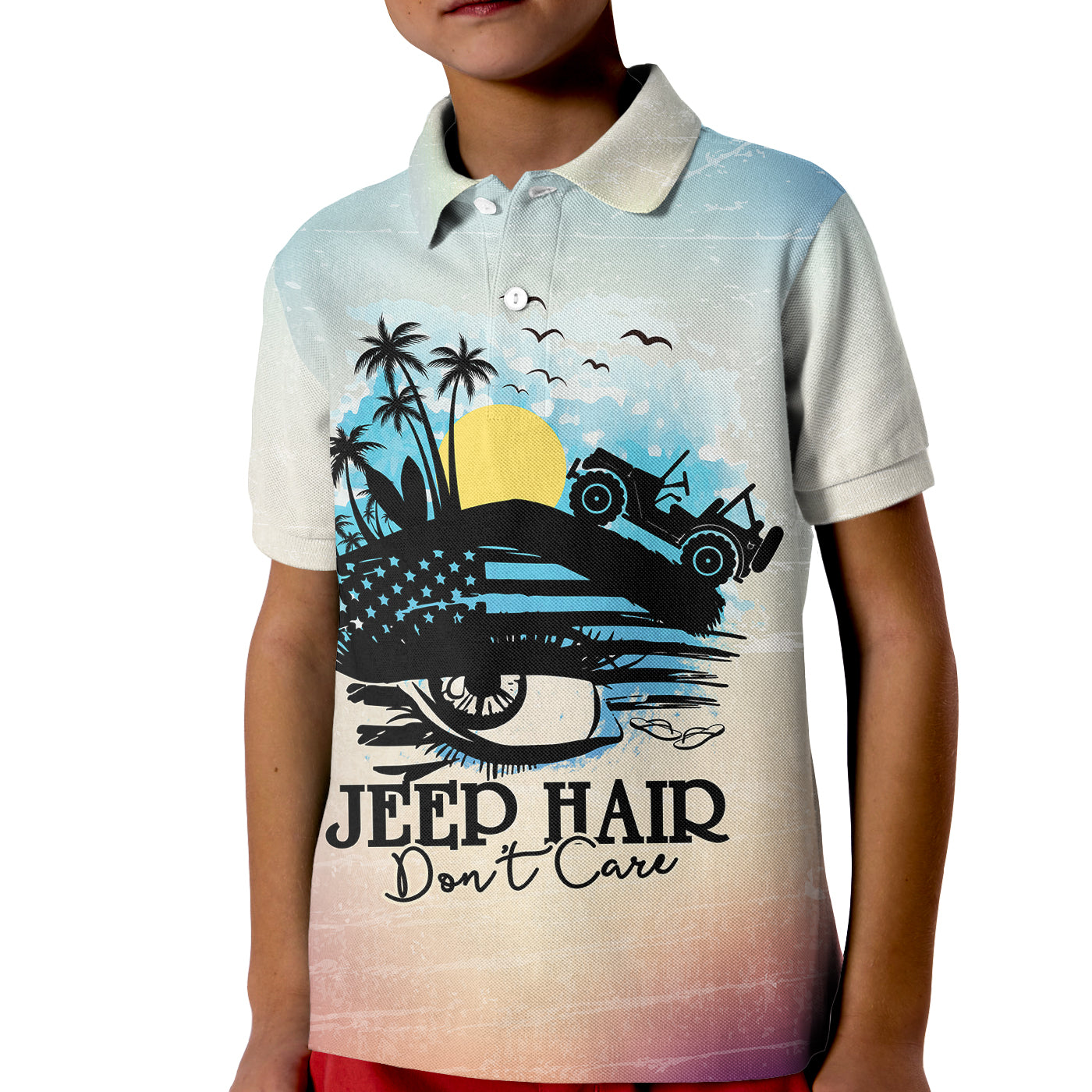 duck-jeep-kid-polo-shirt-jeep-hair-dont-care
