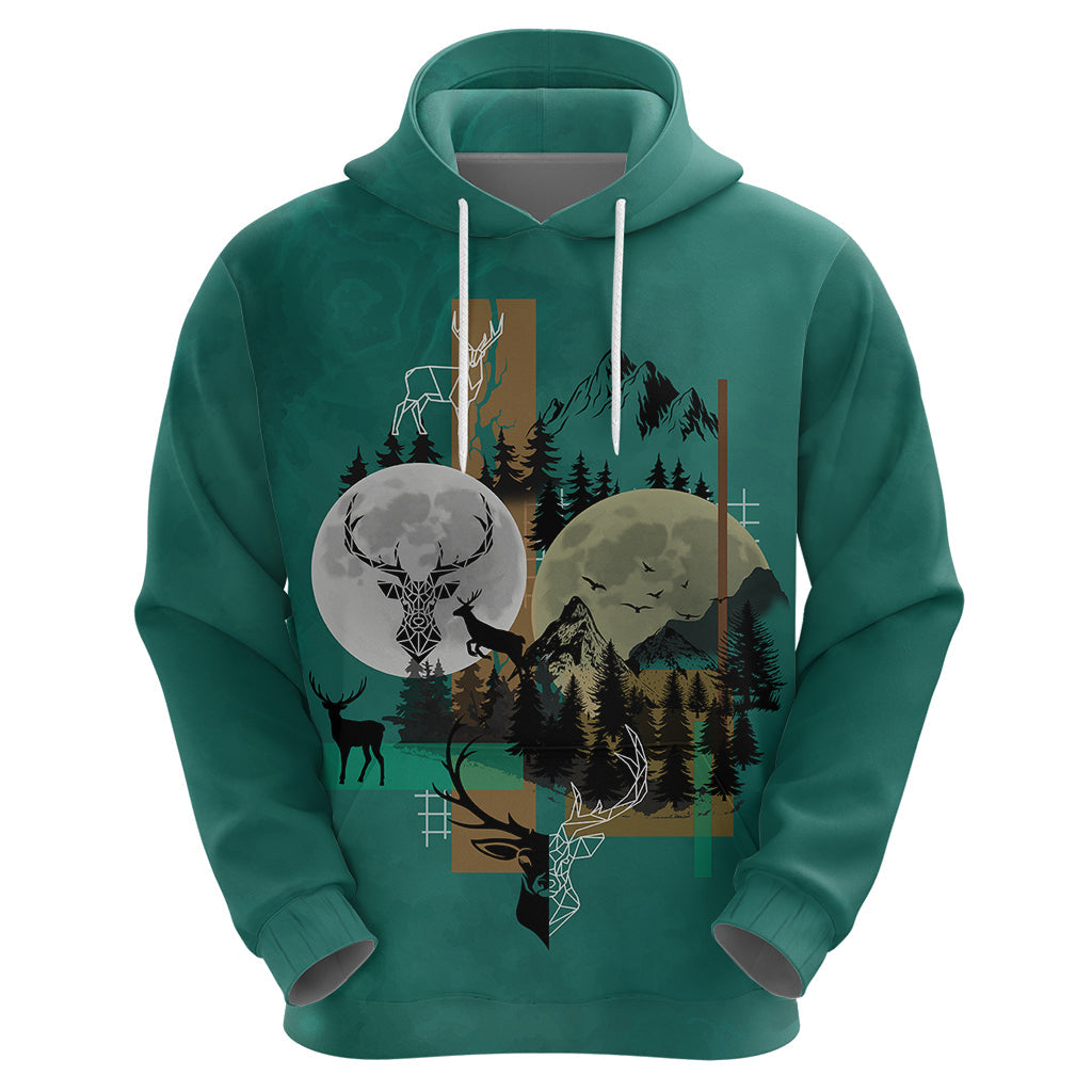 deer-hunting-hoodie-forest-green-symmetrical-style