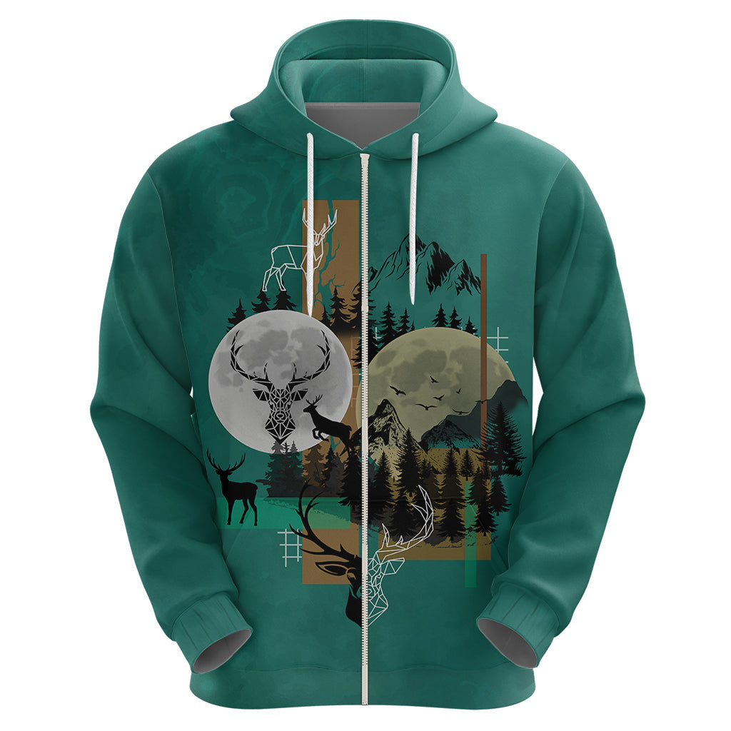 deer-hunting-hoodie-forest-green-symmetrical-style