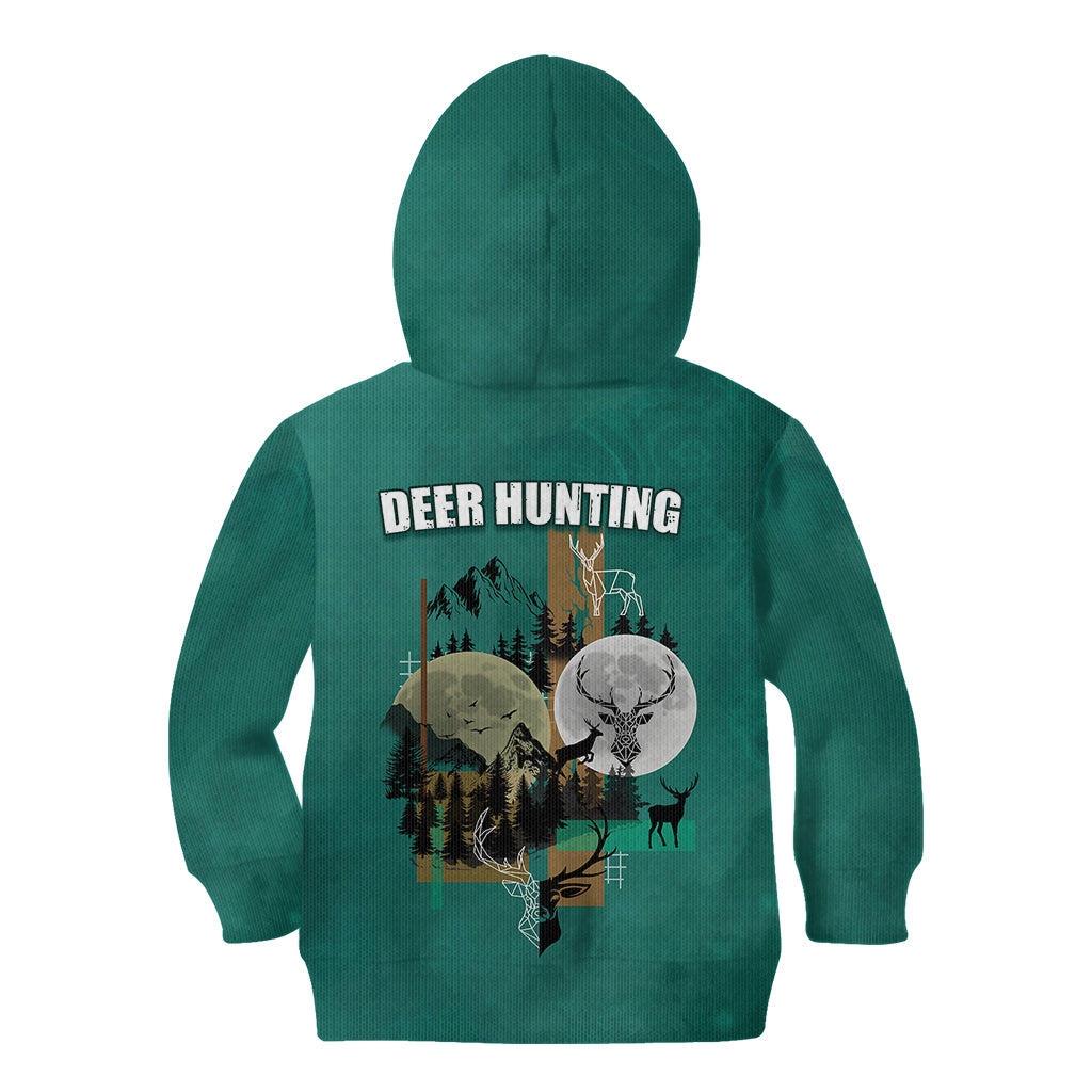 deer-hunting-kid-hoodie-forest-green-symmetrical-style