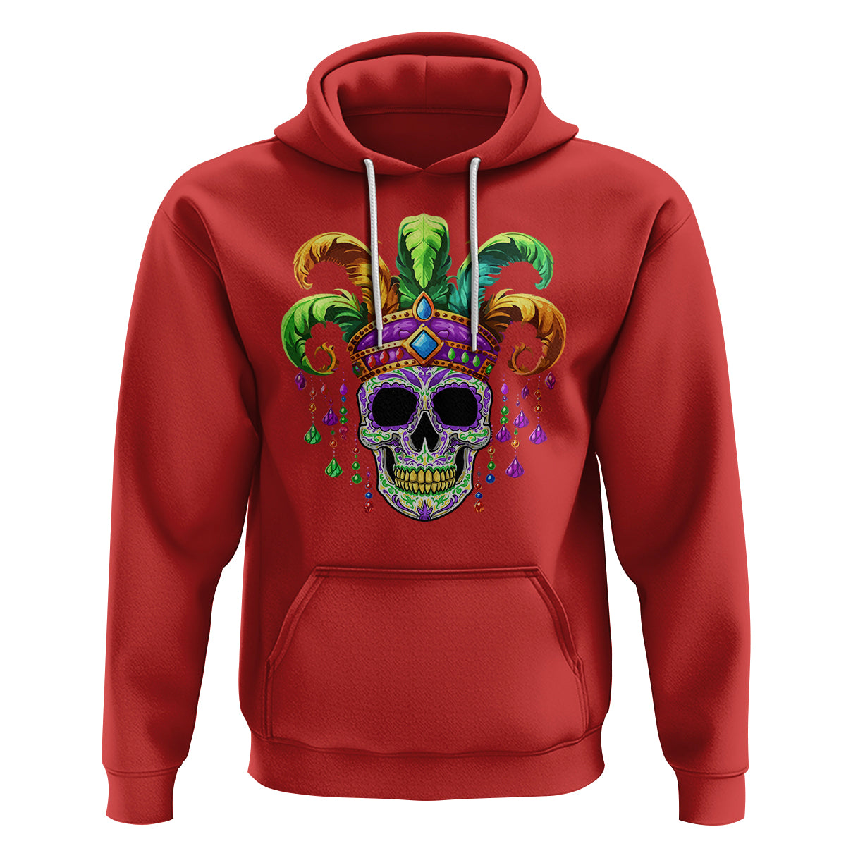 Mardi Gras Beads Sugar Skull Fat Tuesday New Orleans Hoodie