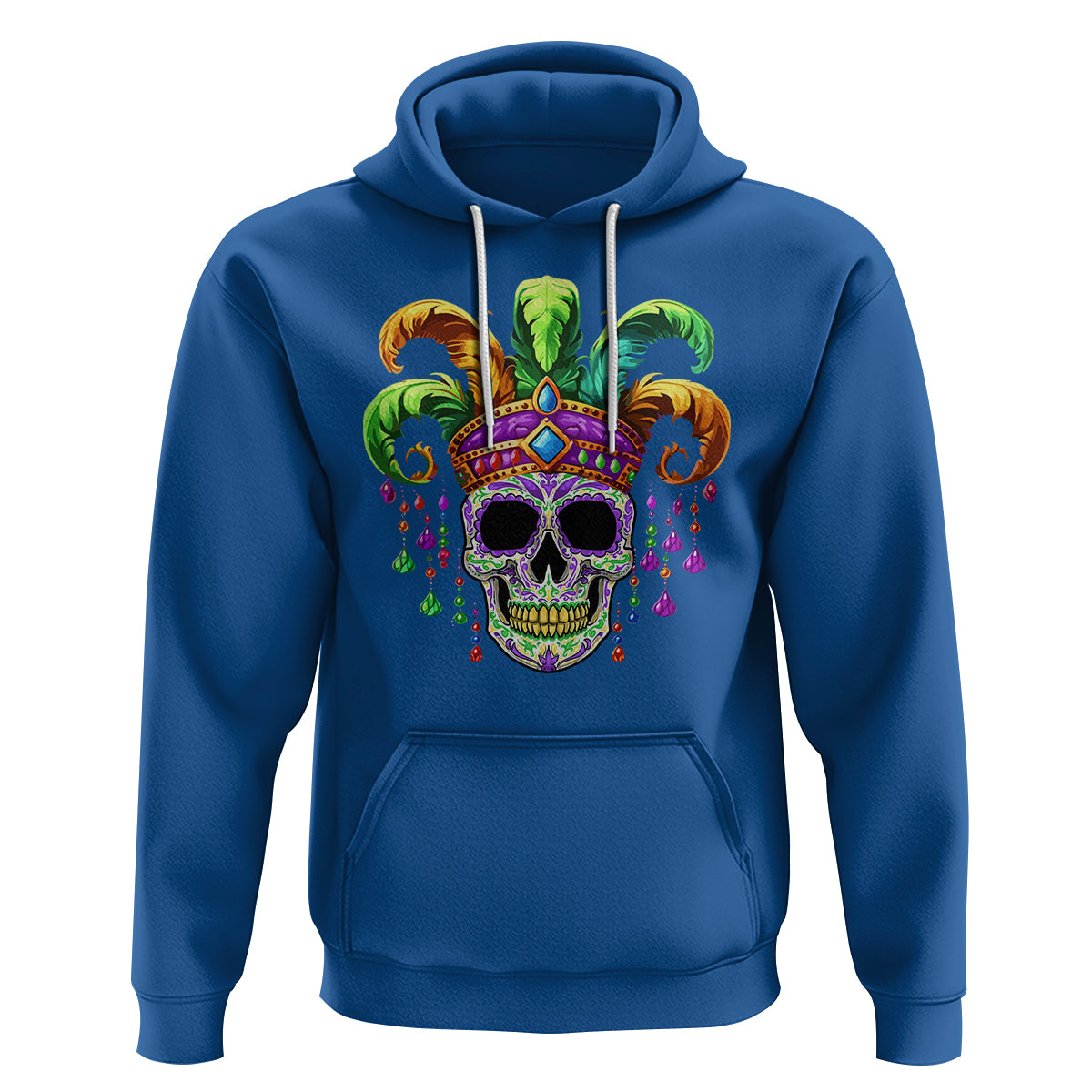 Mardi Gras Beads Sugar Skull Fat Tuesday New Orleans Hoodie