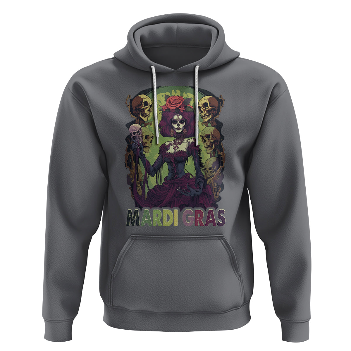 Mardi Gras Hoodie Voodoo Queen Skeleton Witch Creepy Skull